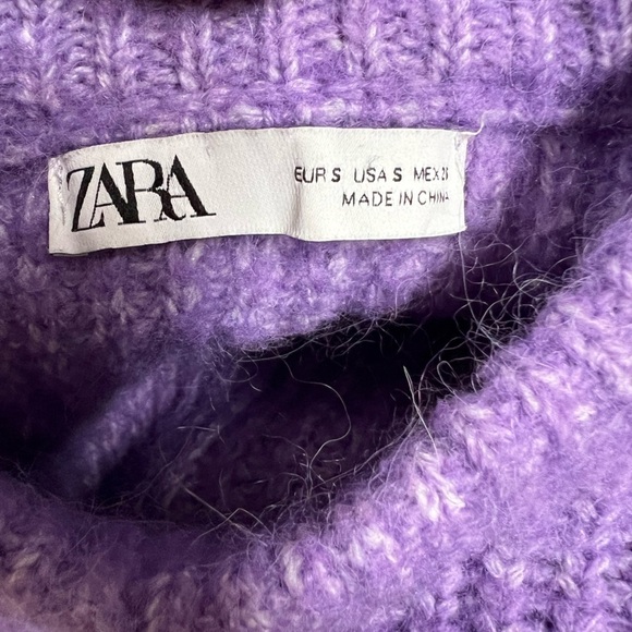 Zara Womens Bloggers Fave Lilac Chunky Purl Knit Round Neck Sweater Size S - Picture 6 of 7